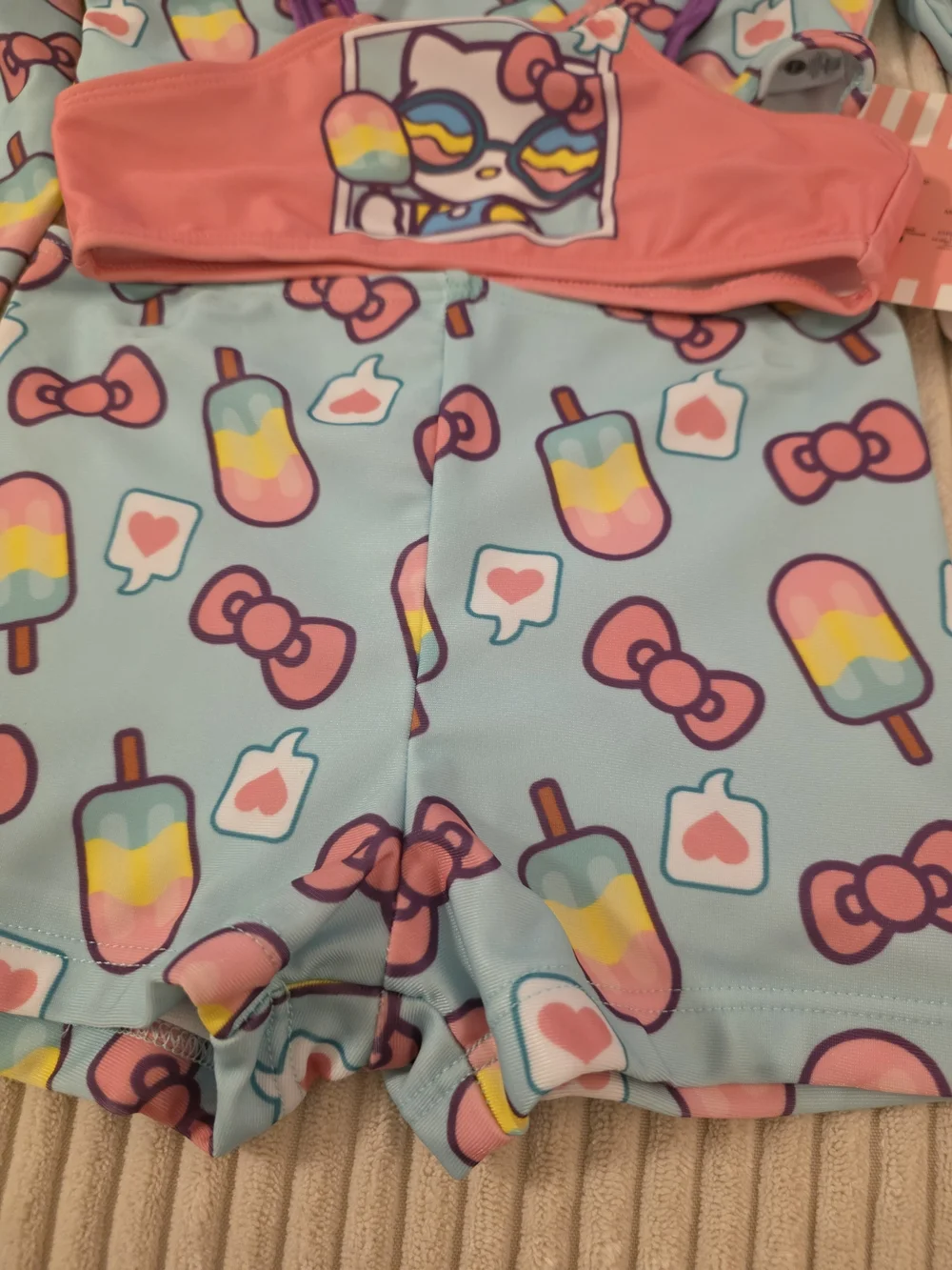 Girls' Hello Kitty Pink & Aqua Popsicle Three-Piece Swim Set
